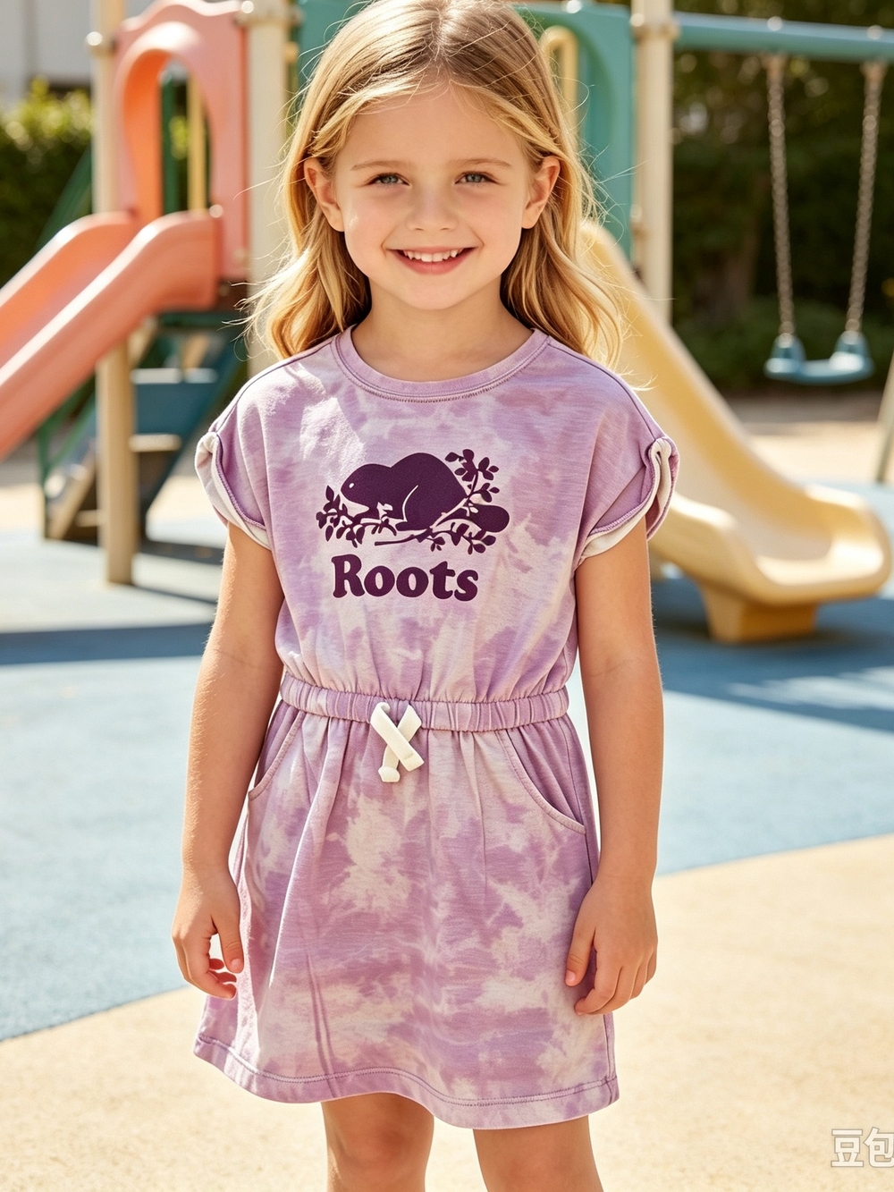 2/30Roots Girls' Lavender Tie-Dye Logo Dress